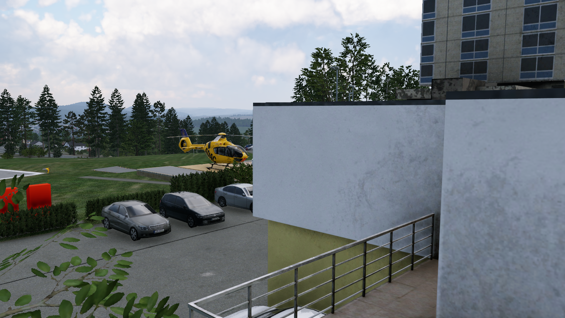 Blick von der Dachterrasse an der Station