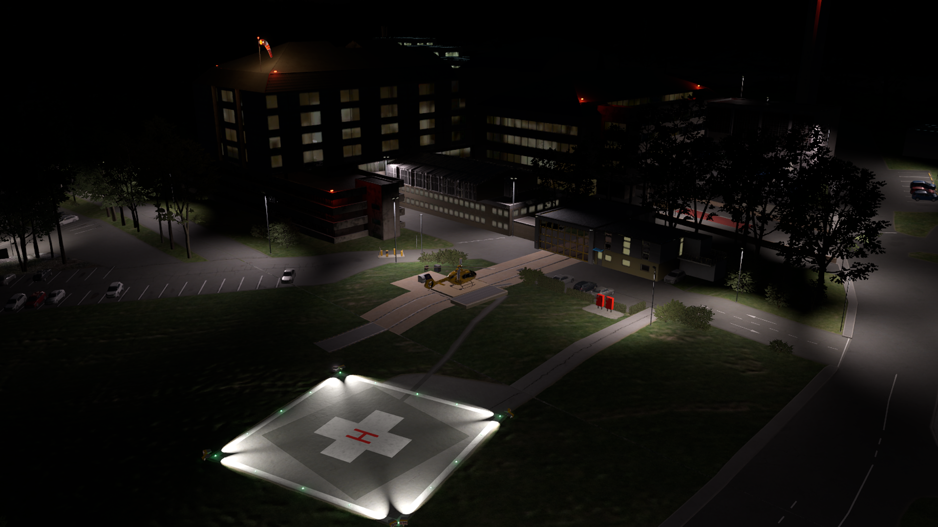 Die Station von Christoph 10 bei Nacht