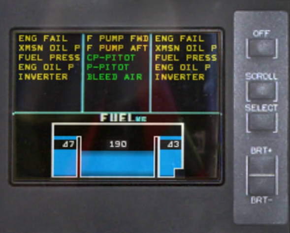 CAD Caution and Advisory Display with Fuel Page